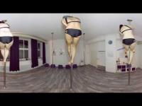 Girls dancing pole dance in 360 vr video
